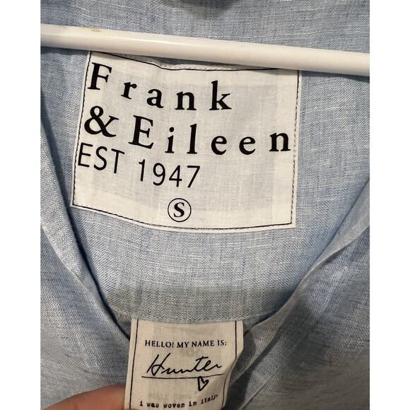 Frank & Eileen Hunter Blue Linen Shirt Dress Button Front Size Small $398 - Picture 5 of 8